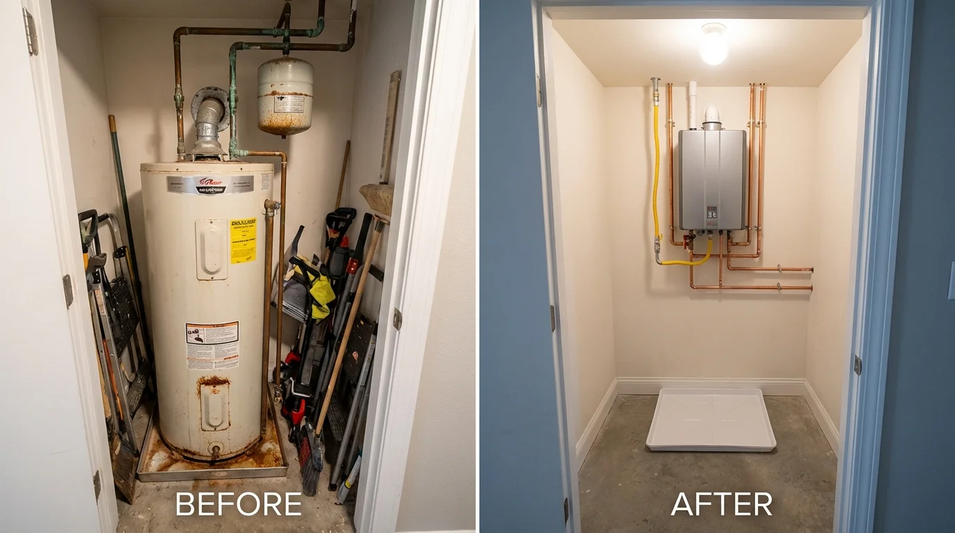 Tank water heater versus wall-mounted tankless unit comparison for Santa Rosa, TX homeowners